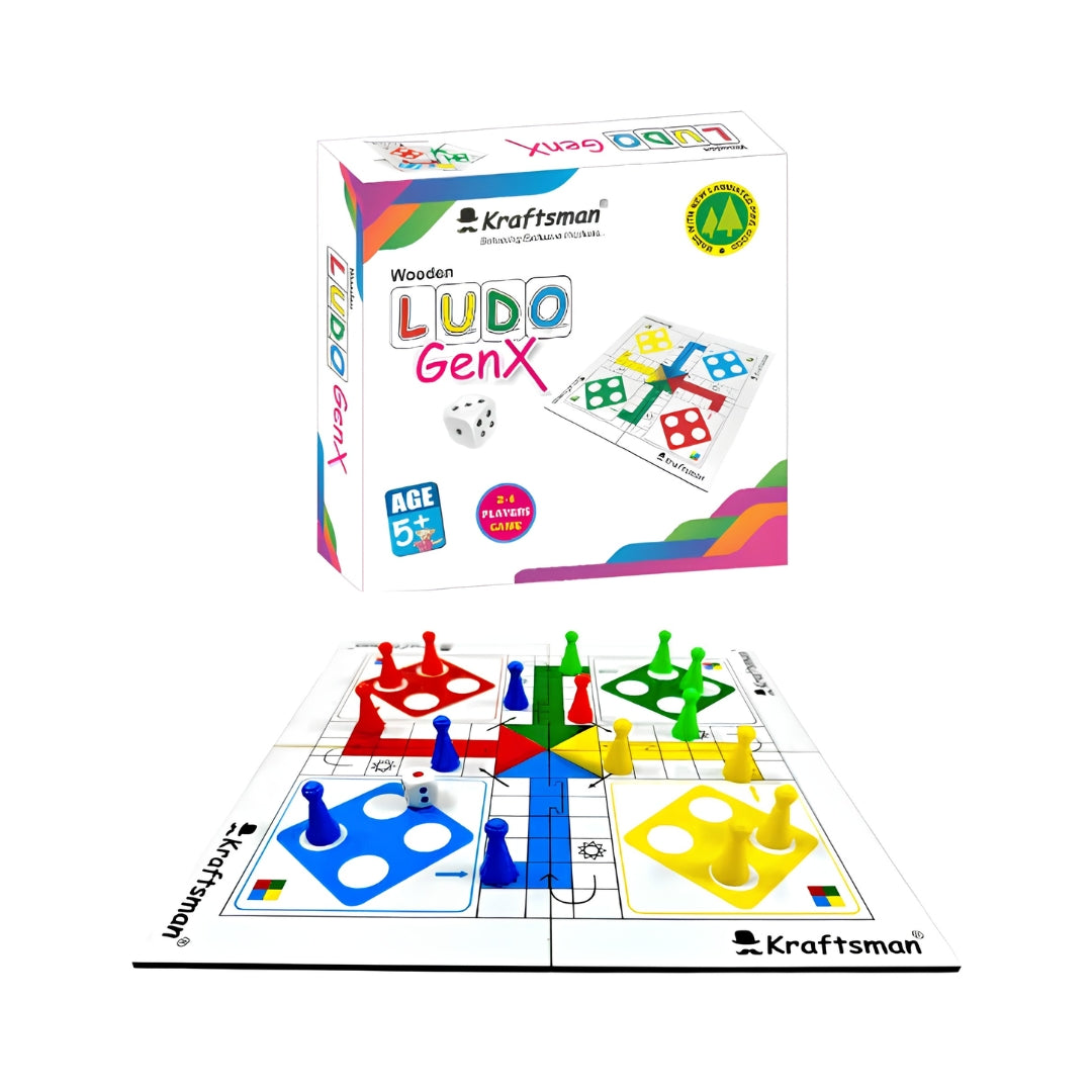 Kraftsman Wooden Portable Ludo Genx Board Game Front View_1