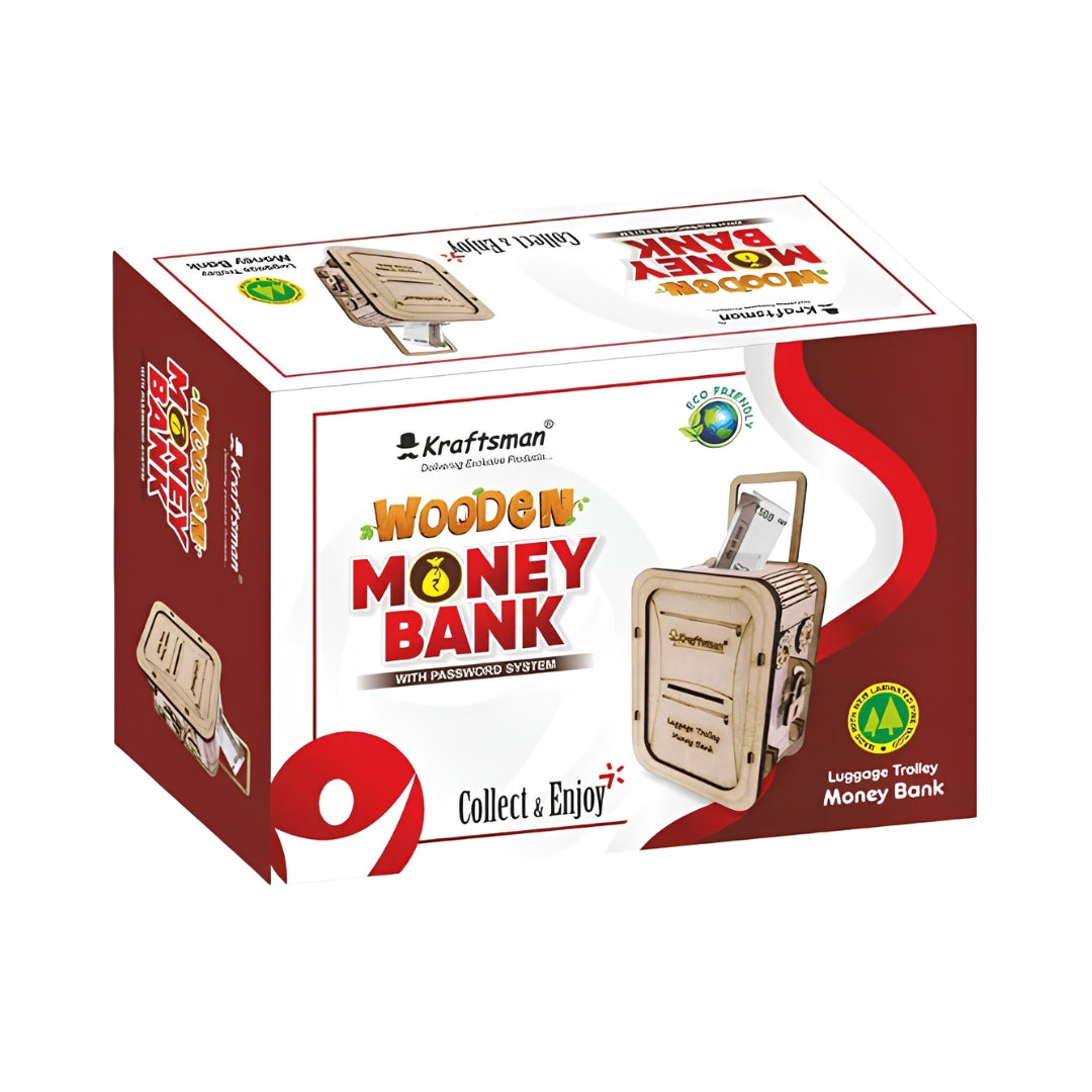 Kraftsman Wooden Trolley Money Bank Box View_2