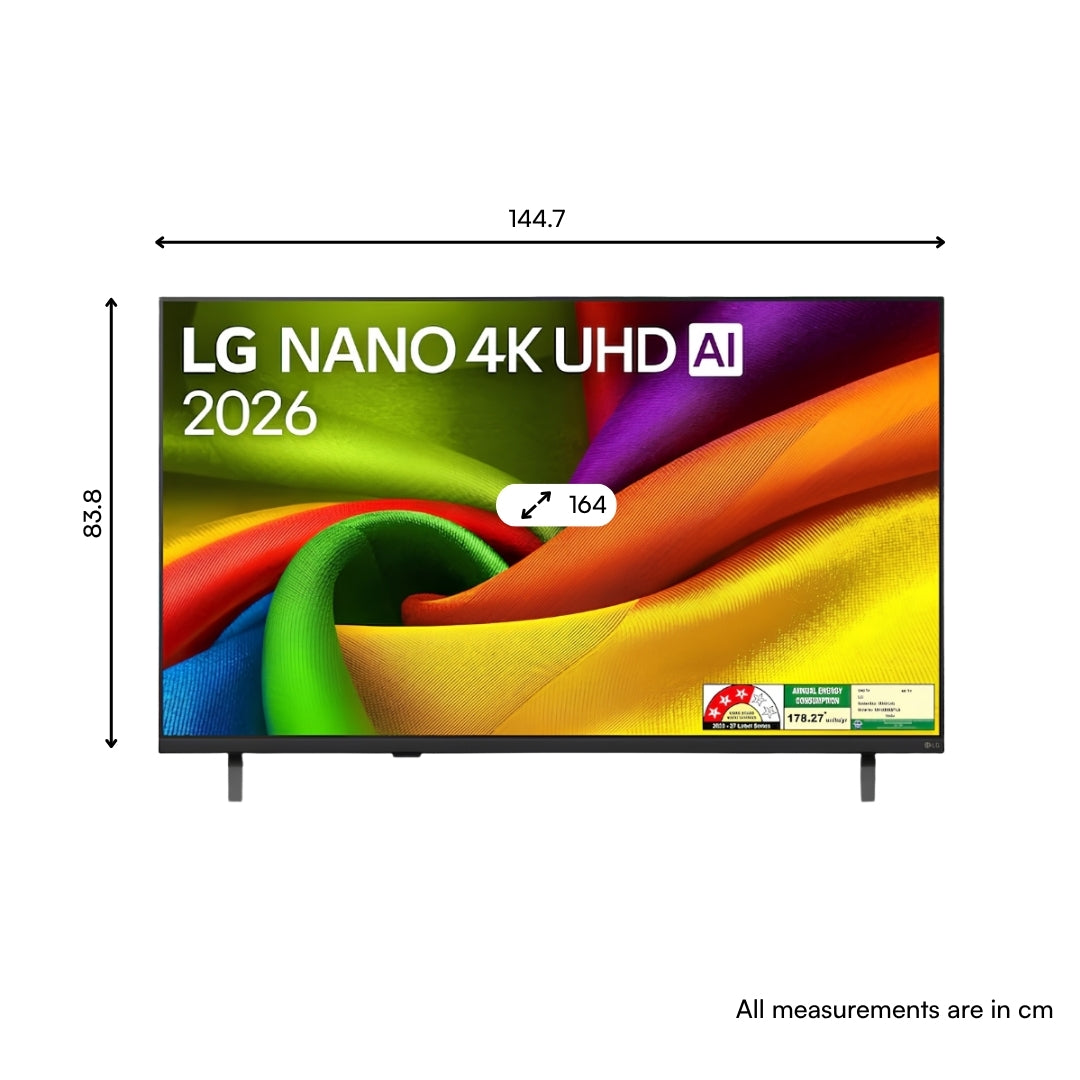 LG 65NU870BPLA Nano 4K UHD TV - 65 inch_Dimension view_1