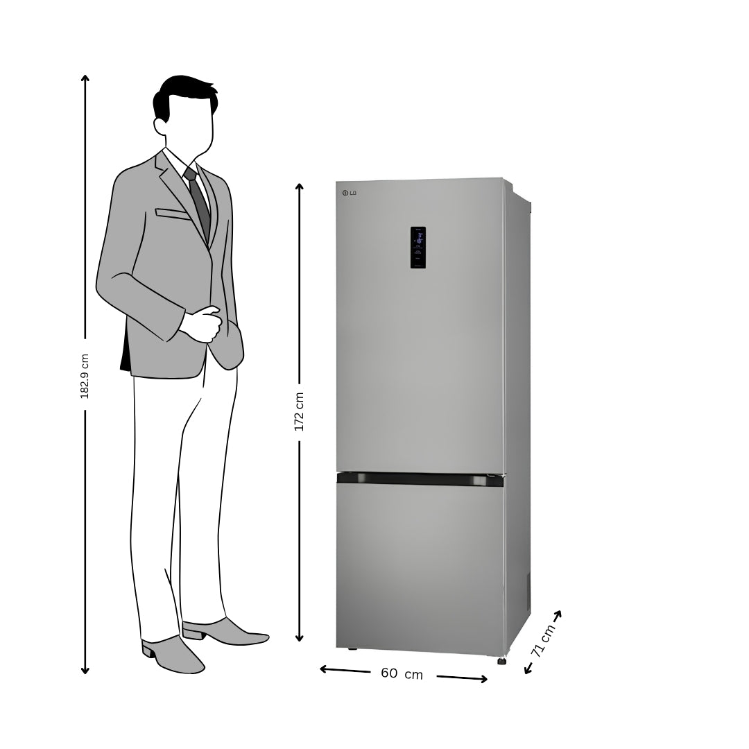 LG GLB3426BDPZ Double Door Refrigerator 340 L - Shiny Steel