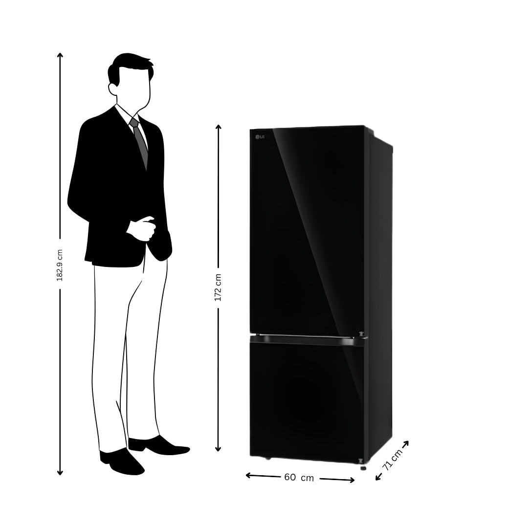 LG GLB3426BEBM Double Door Refrigerator 340 L - Black Mirror