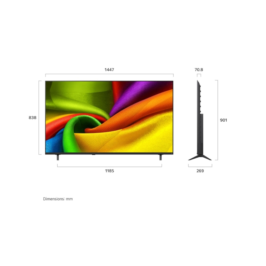 LG NANO 4K UHD AI TV NU870 2026 164 cm (65)_Dimension view