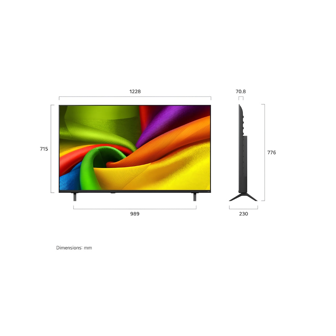 LG NANO 4K UHD AI TV NU875 2026 139 cm (55)_Dimension view_1
