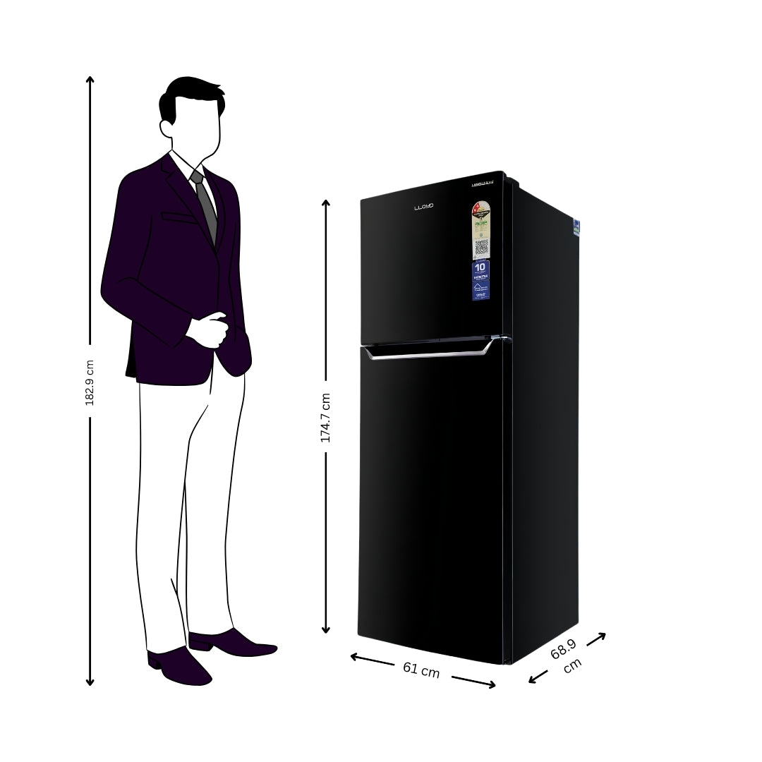 LLOYD GLFF342AC1GC Double Door Refrigerator 310 L - Metallic Black