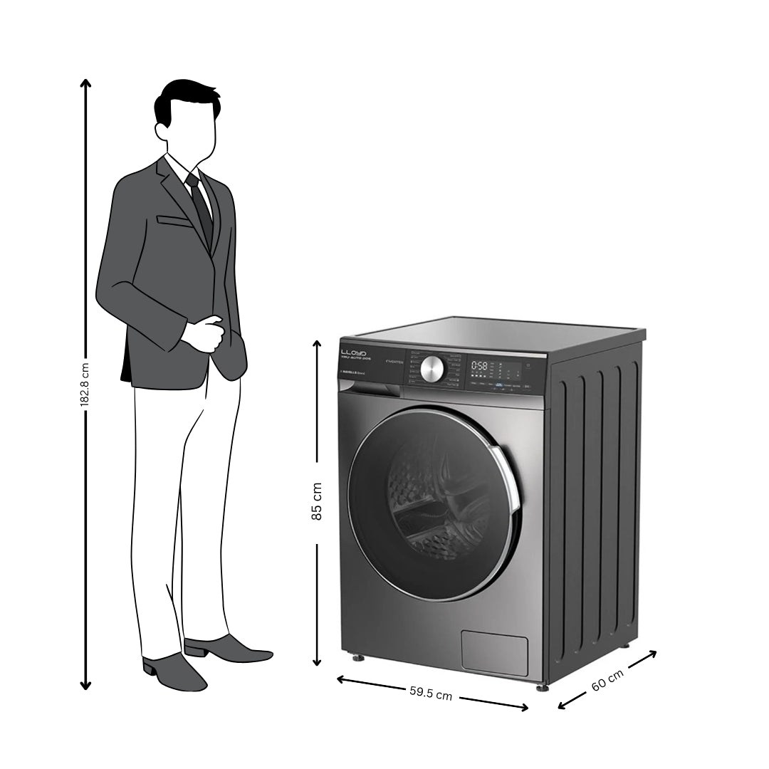 LLOYD WM FL GLWF903TAGGB 9 Kg Black - Dimension - 5