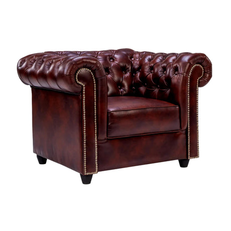 Lisbon Pro Chester Rexine Sofa 1 Seater - Maroon