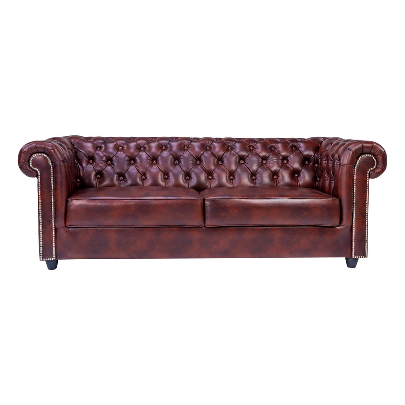 Lisbon Pro Chester Rexine Sofa 3 Seater - Maroon