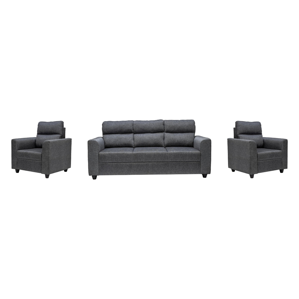 Lyon Pro Classic Comfort Fabric Sofa Set (3+1+1 Seater) - Dark Grey