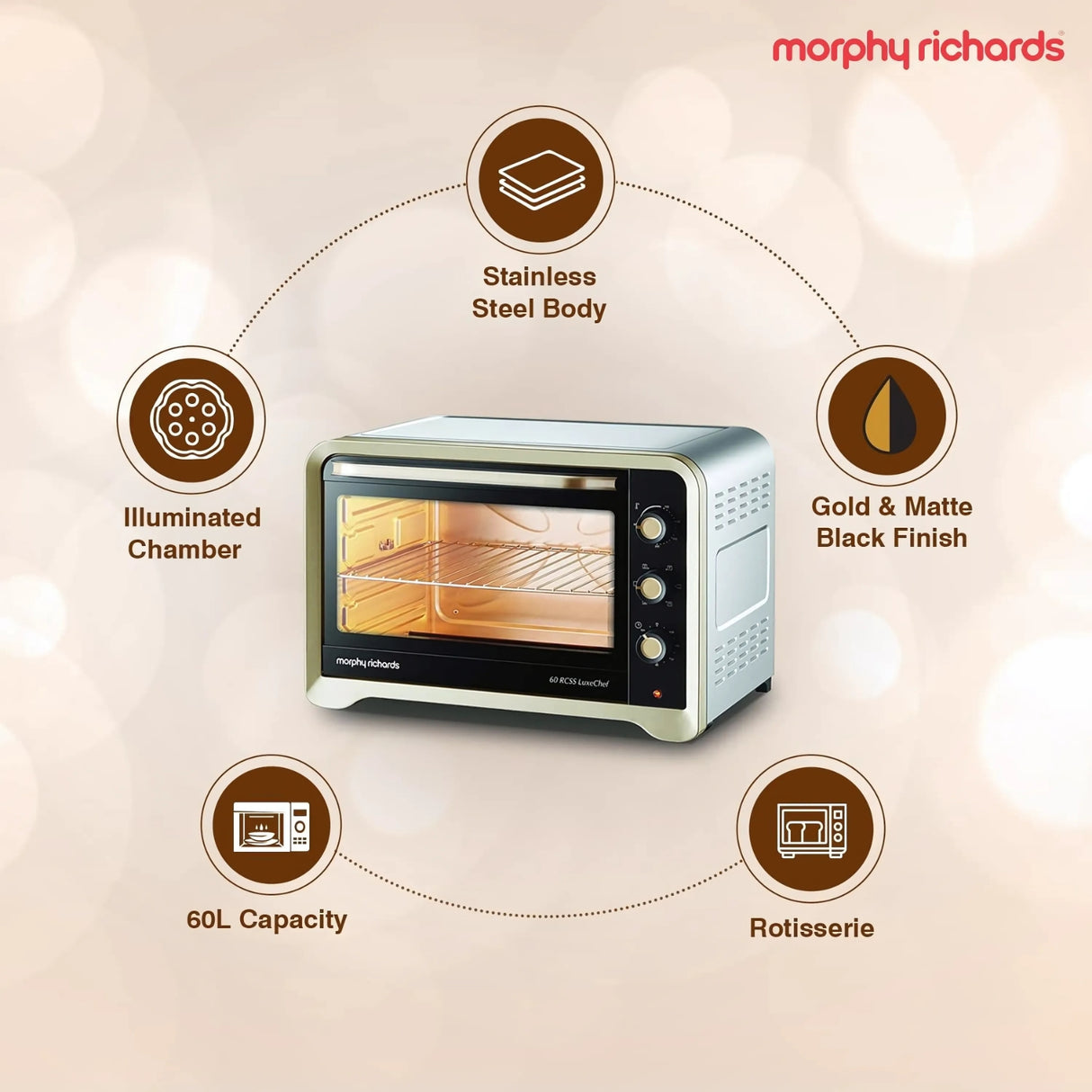 Morphy Richards OTG 60 L RCSS LUXE 510053 - Gold - Image 2 - Buy Online at Chera Home Junction Coimbatore