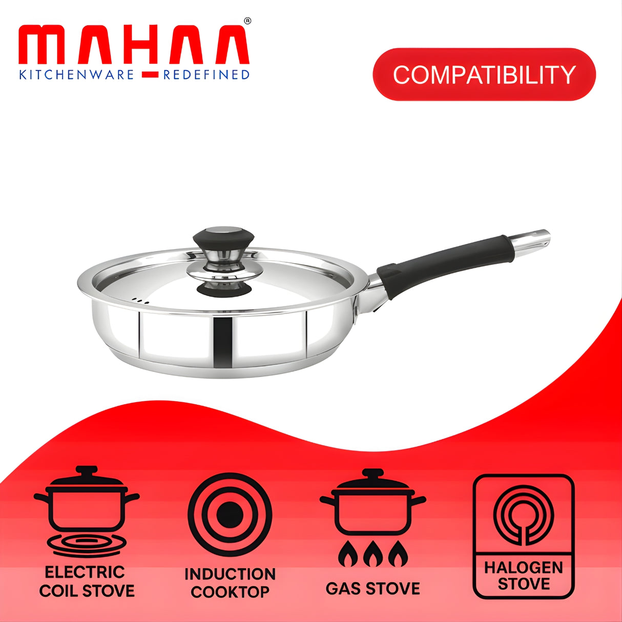 Mahaa Chroma Stainless Steel Fry Pan with Lid 20 cm \ 1.5 L_4