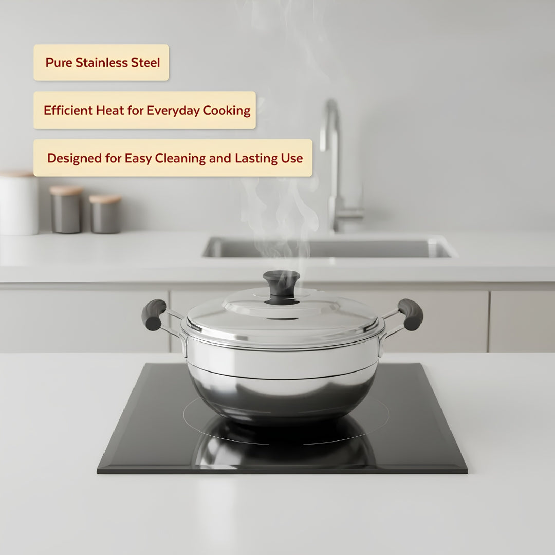 Mahaa Stainless Steel Multi Kadai with Idly Plates and Lid 20 cm_Features6