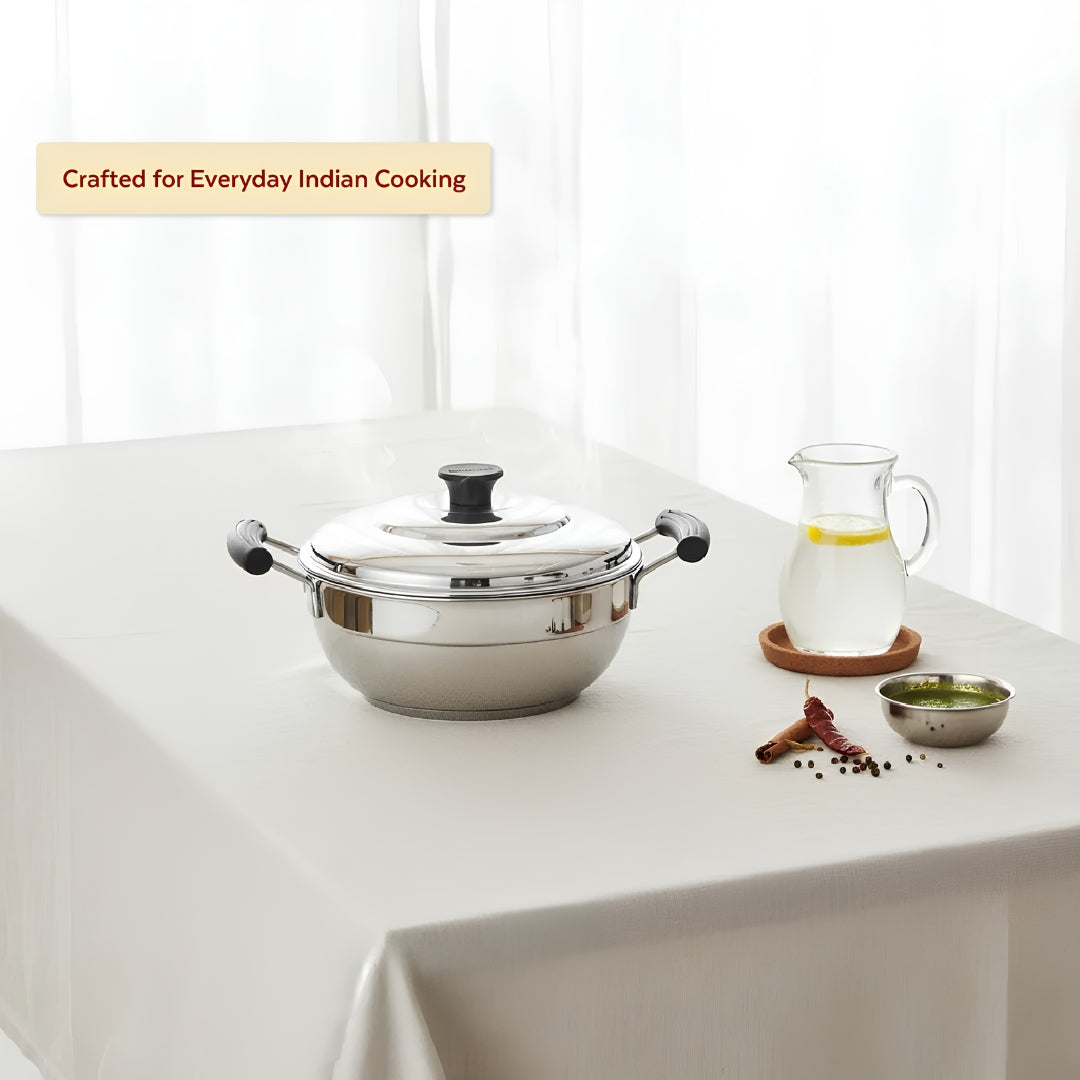 Mahaa Stainless Steel Multi Kadai with Idly Plates and Lid 20 cm_Features7