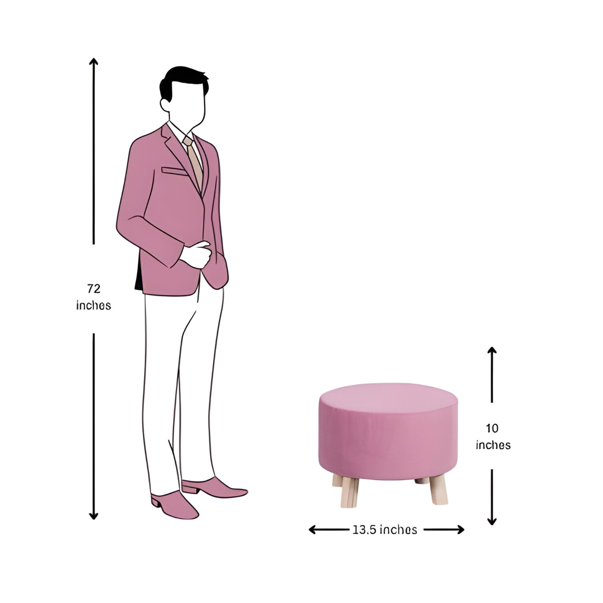 Mustang Fabric Pouffe - Pink - Image 2 - Buy Online at Chera Home Junction Coimbatore