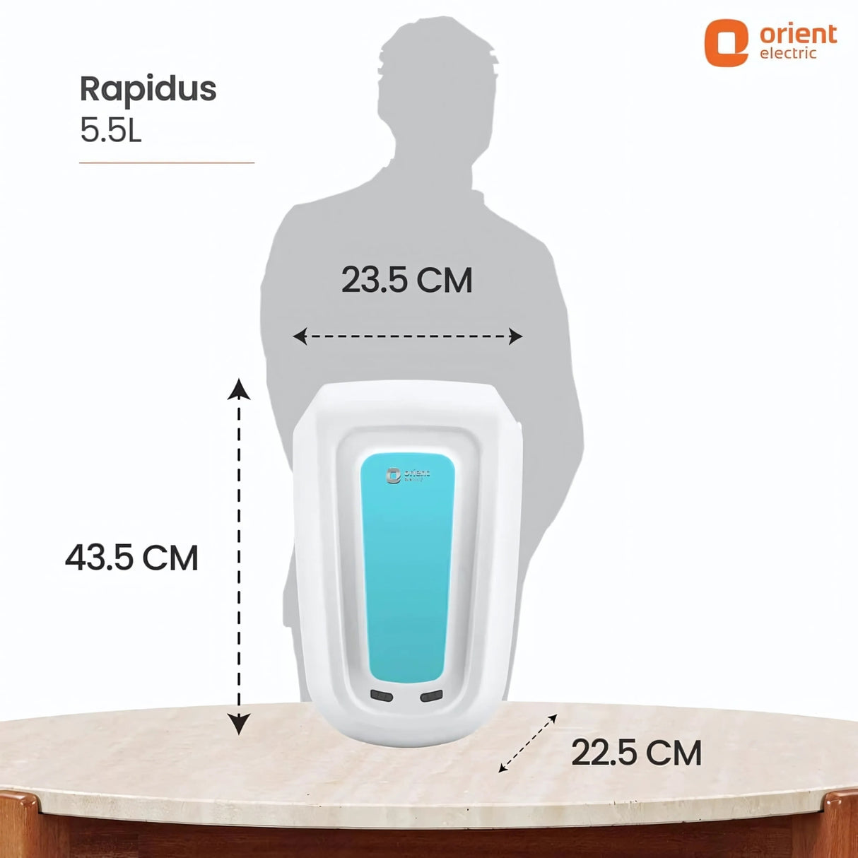 Orient Electric Rapidus 5.5L Instant Water Heater – 3000W, SS tank, 5-level safety, white-blue - Image 9 - Buy Online at Chera Home Junction Coimbatore