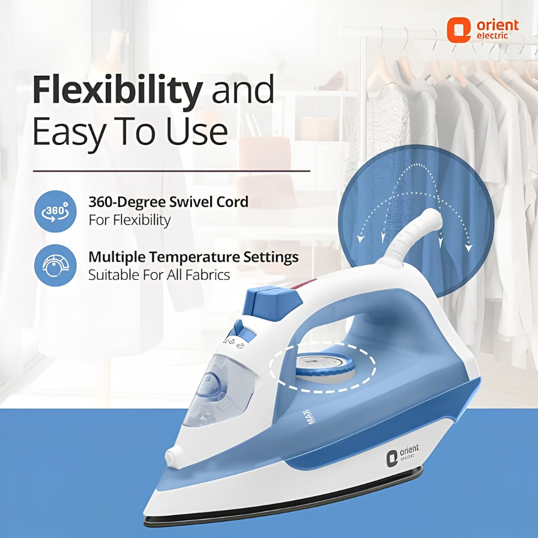 Orient SIFF16WBP Fabrifeel Steam Iron 1600W - White and Blue_5