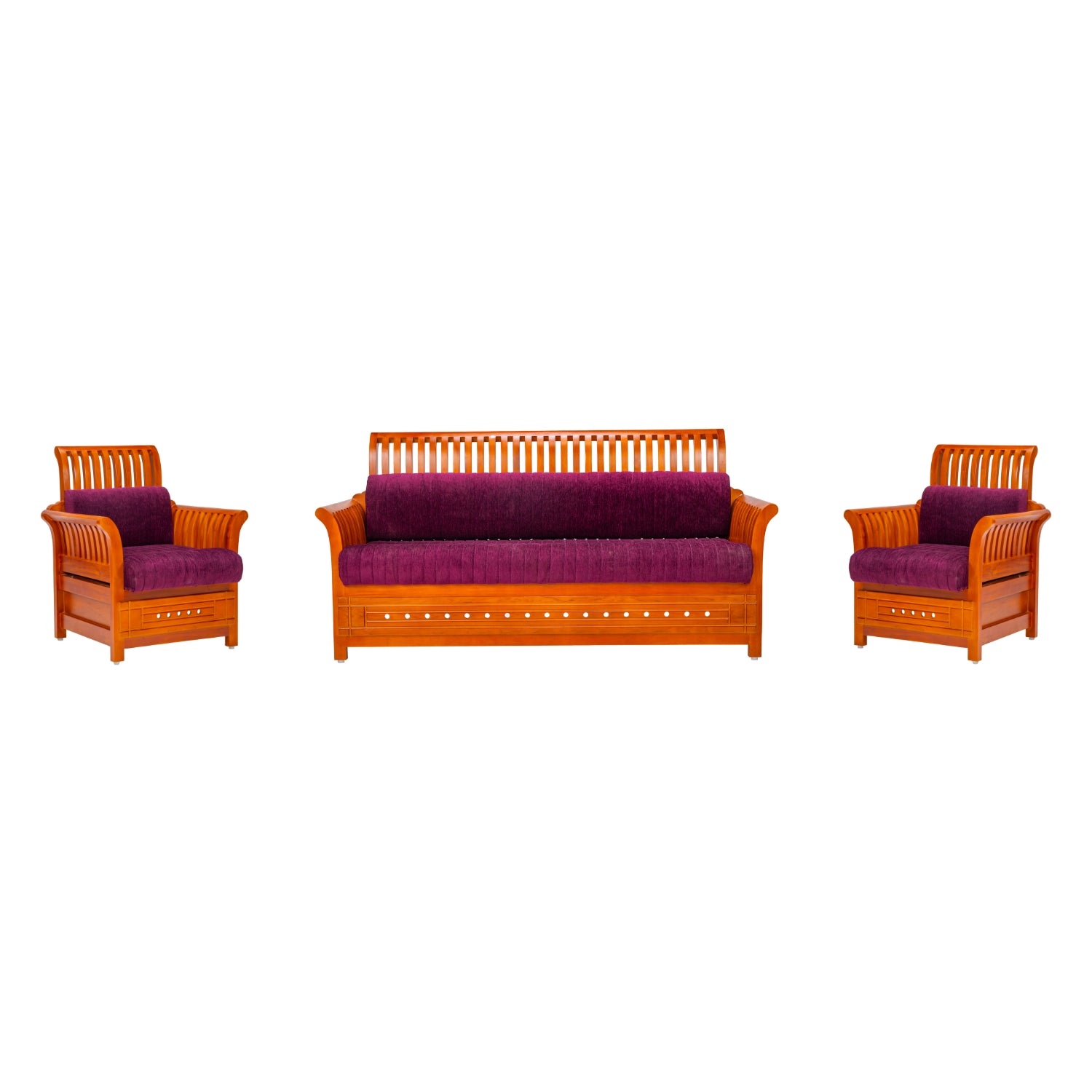 Orlando Pro Regal Sofa Set (3+1+1 Seater) - Teak Finish