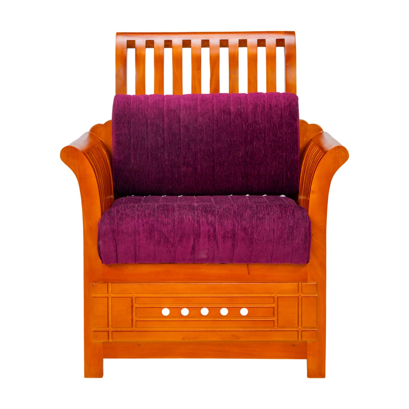 Orlando Pro Regal Wooden Sofa 1 Seater - Teak Finish