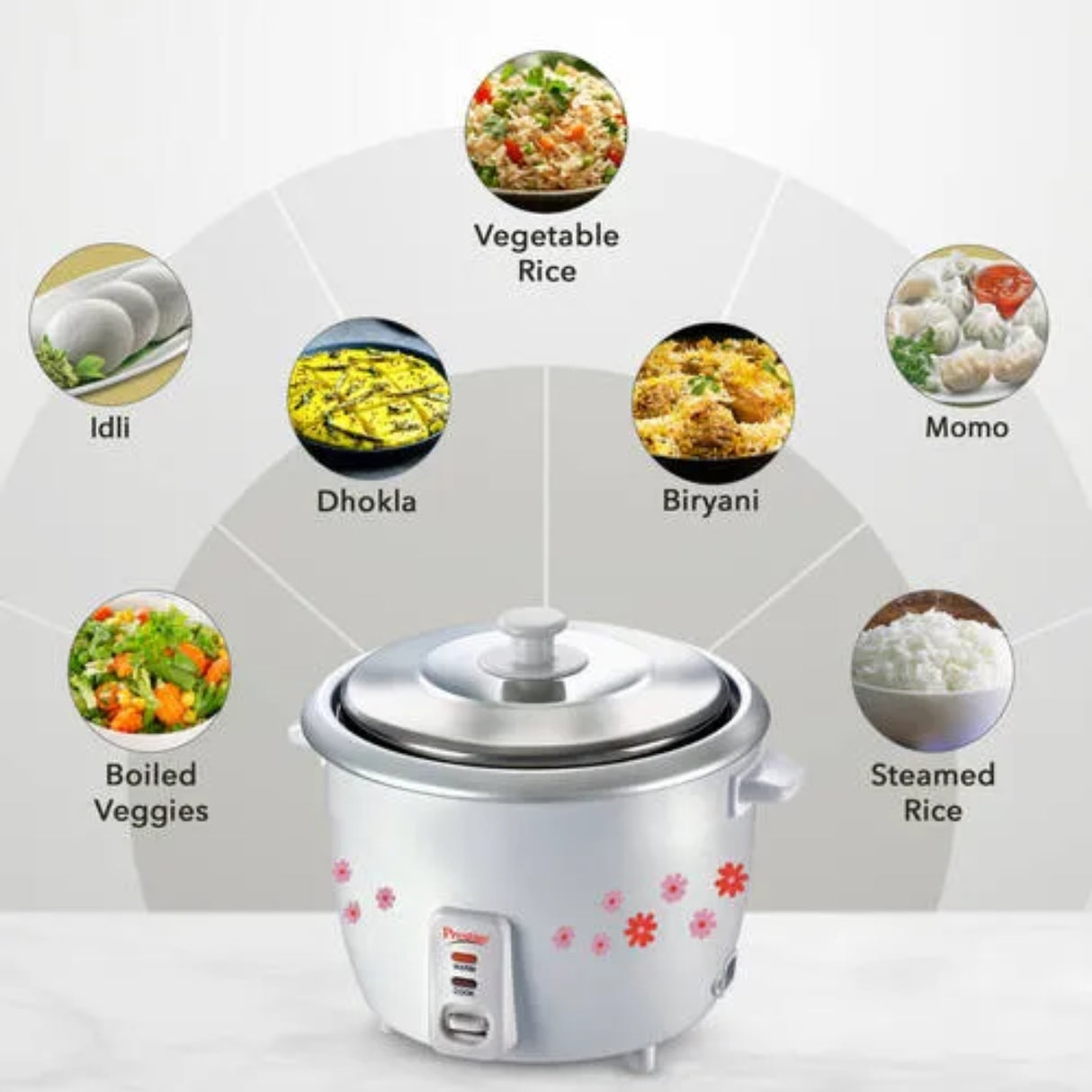 Prestige PRWO 41270 Electric Rice Cooker 1.8 L - White with Red - Image 5 - Buy Online at Chera Home Junction Coimbatore