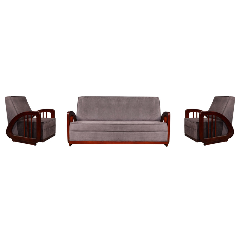 Peru Wooden Sofa Set (3+1+1-Seater) - Teak Finish