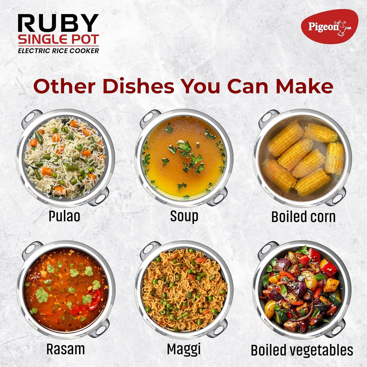 Pigeon Electric Rice Cooker ERC RUBY DX 1.8 L - Red_4