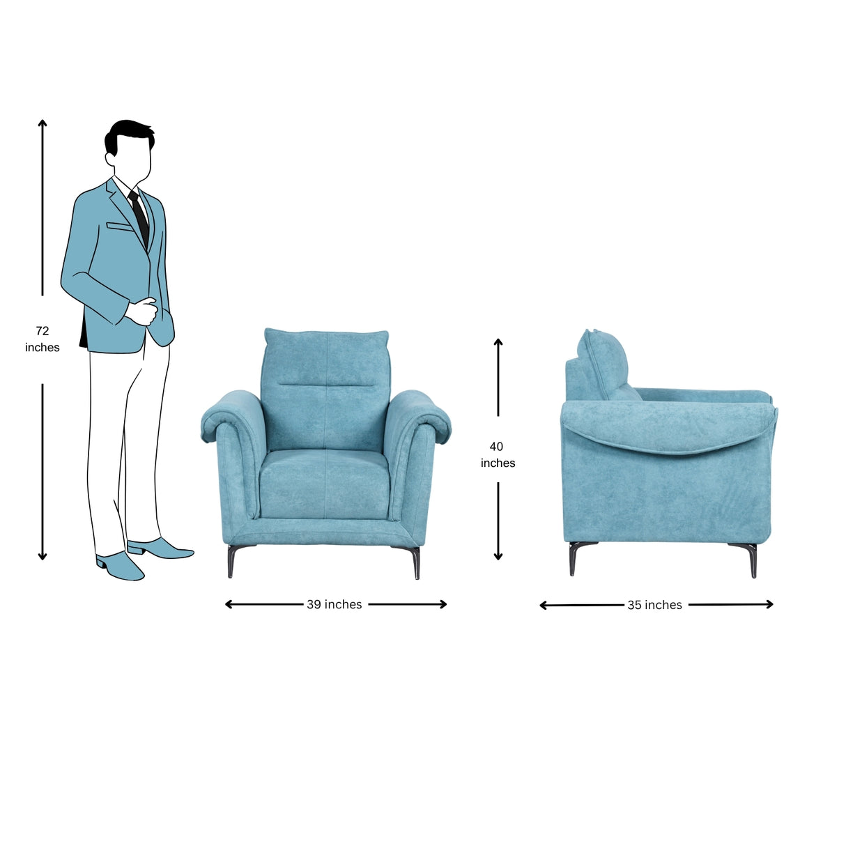 Port Vila Comfort Fabric Sofa (3+1+1-Seater) - Green