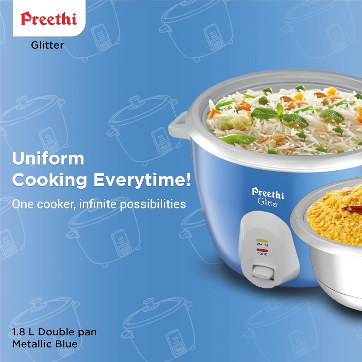 Preethi RC (Dp Warmer) Electric Cooker RC 332 1.8 L - Blue_2