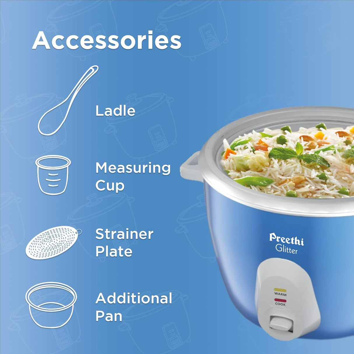 Preethi RC (Dp Warmer) Electric Cooker RC 332 1.8 L - Blue_4