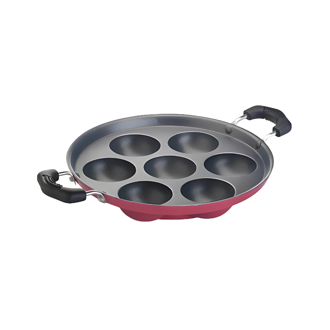 Premier Deluxe Paniyaram Pan Small 7 Cavity - Red_Front View
