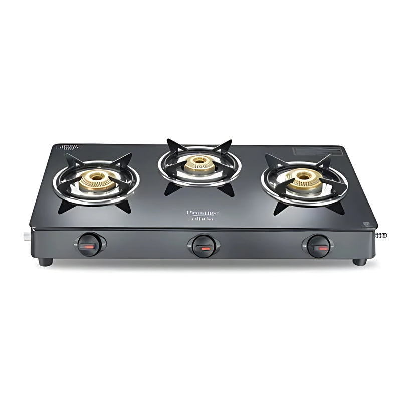 Prestige 40599 Efficia Convertible 3 Burner Glass Top Gas Stove – Black