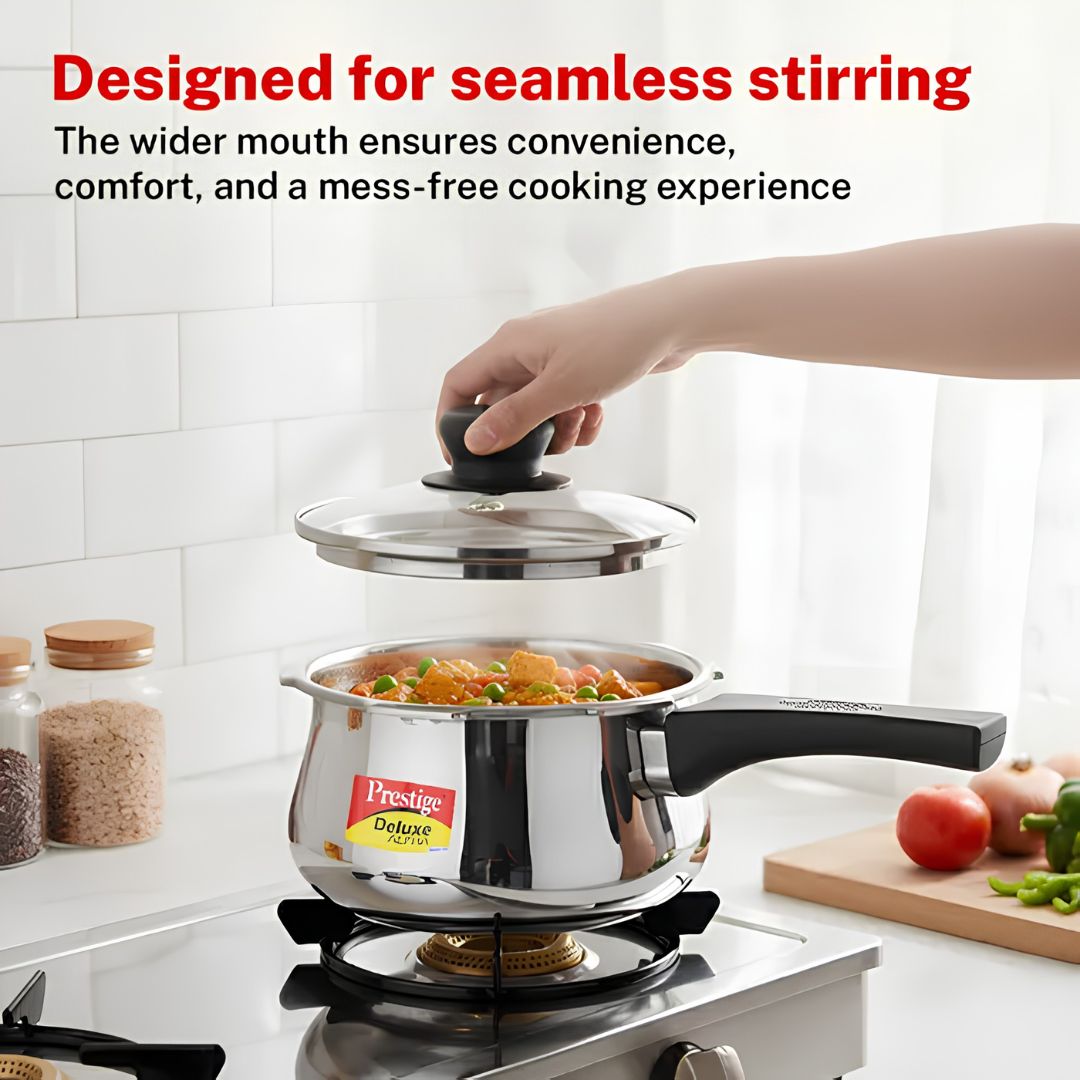 Prestige Deluxe Alpha Svachh SS Spillage Control Handi Pressure Cooker 1.5 L