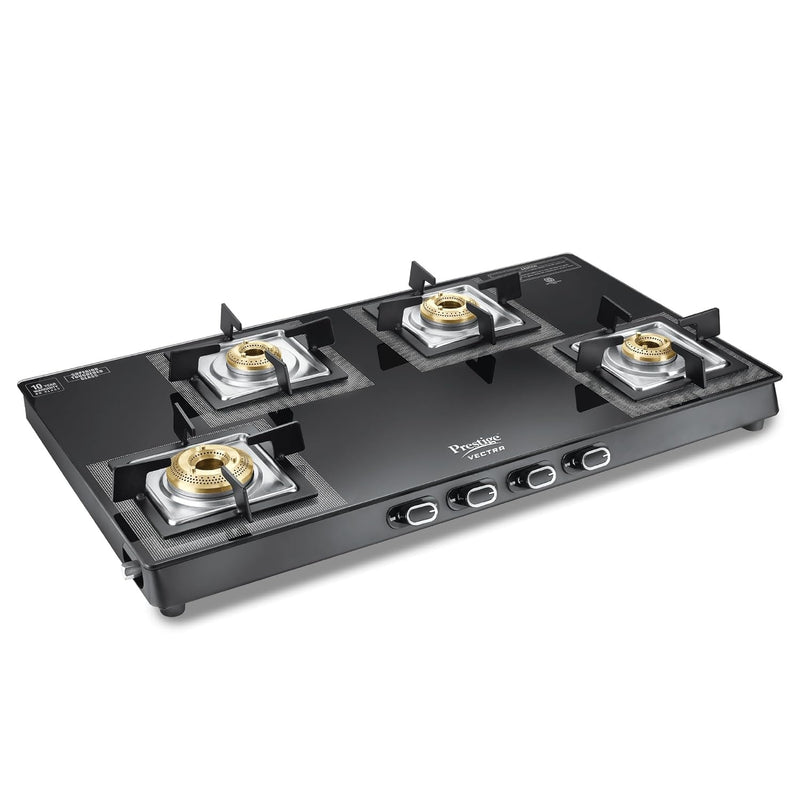 Prestige 40591 Vectra 4-Burner Glass-Top Gas Stove – Black