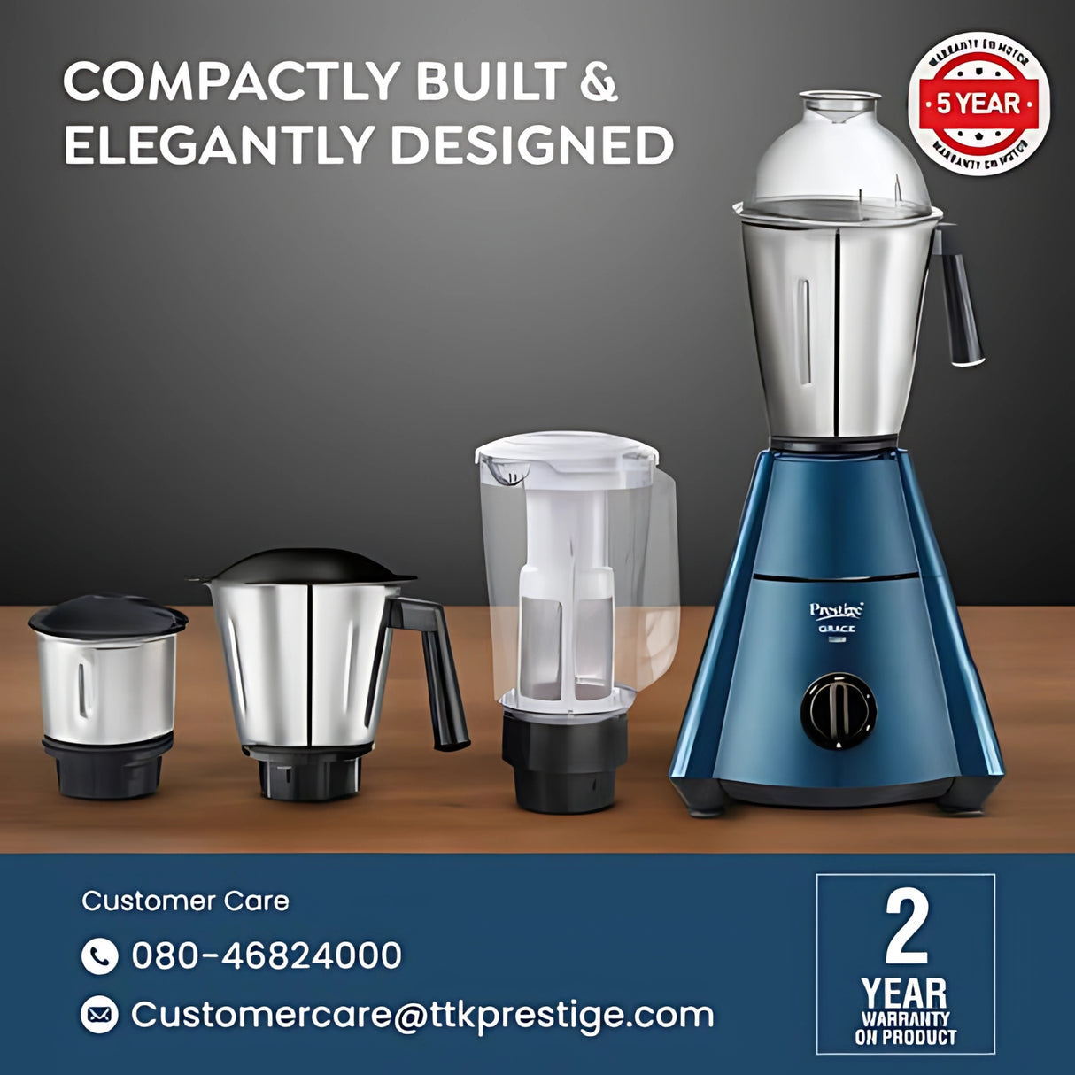 Prestige 43151 Grace Mixer Grinder 750 Watts – Blue and black_7