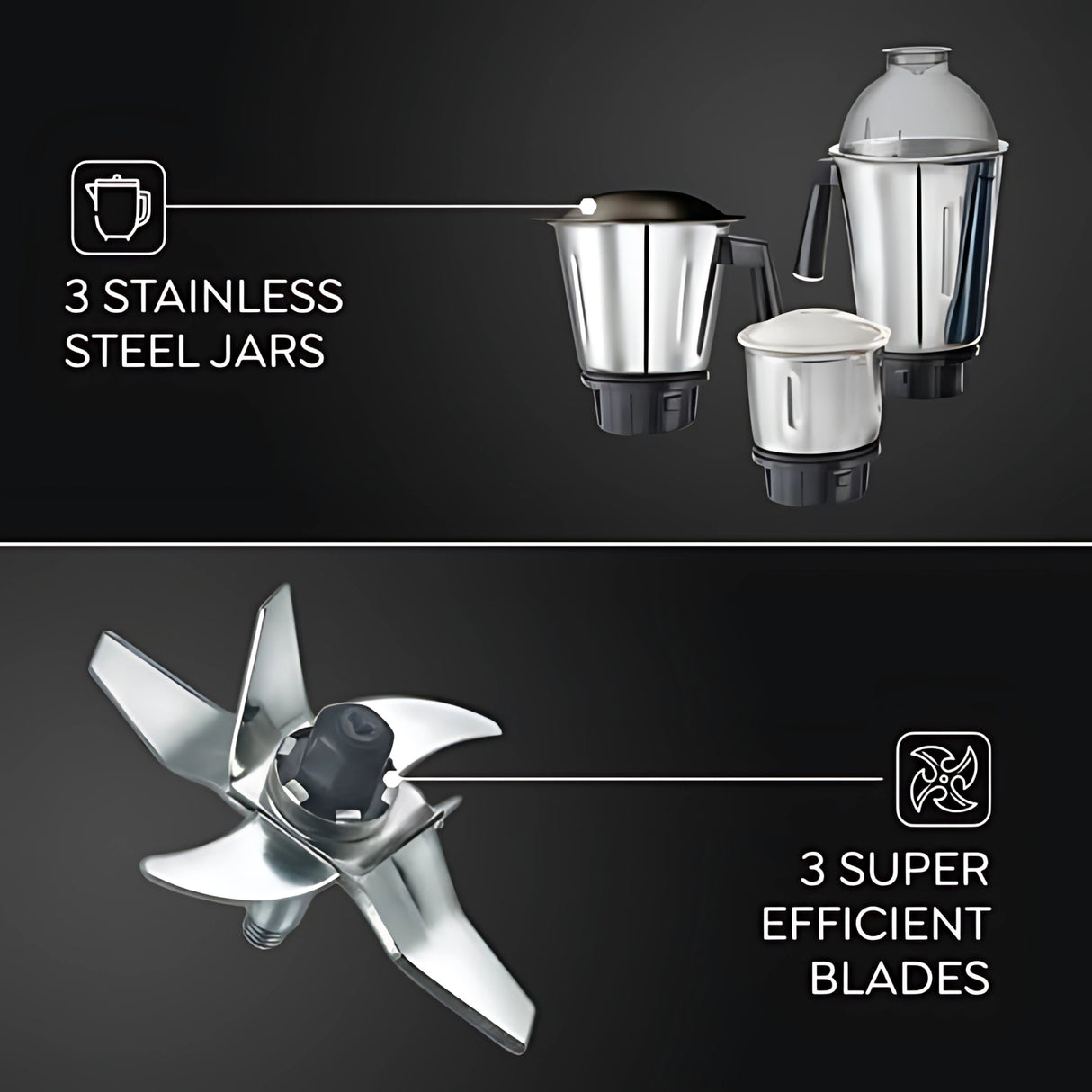 Prestige 431523 Grace Mixer Grinder 3 Jars 750 Watts_4
