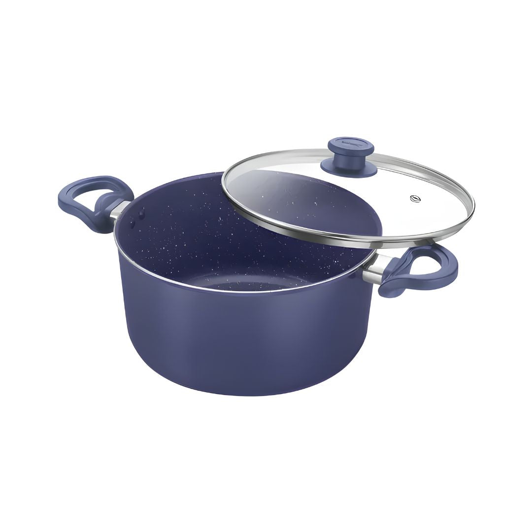 Prestige Ceraglide Duo Ceramic Coating Non Stick Casserole with Glass Lid 24 cm _ 4.8 L - Blue_Front view
