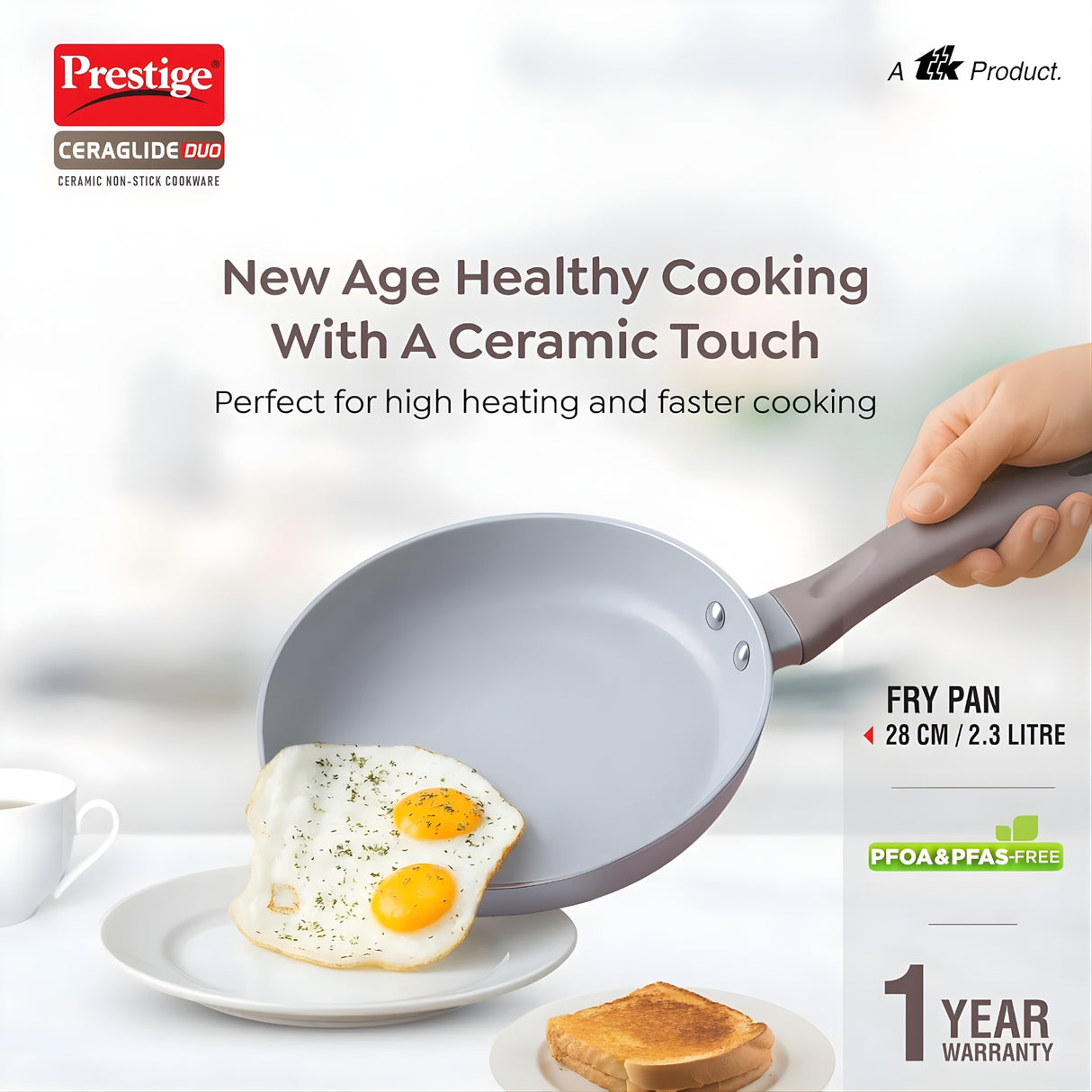 Prestige Ceraglide Duo Ceramic Coating Non Stick Fry Pan 28 cm \ 2.3 L - Grey_2