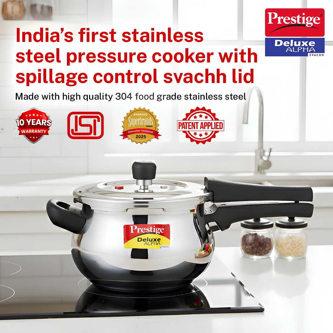 Prestige Deluxe Alpha Svachh SS Spillage Control Handi Pressure Cooker 3 L_2