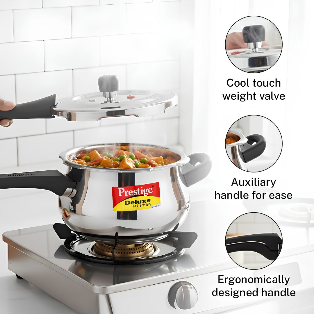 Prestige Deluxe Alpha Svachh SS Spillage Control Handi Pressure Cooker 3 L_7