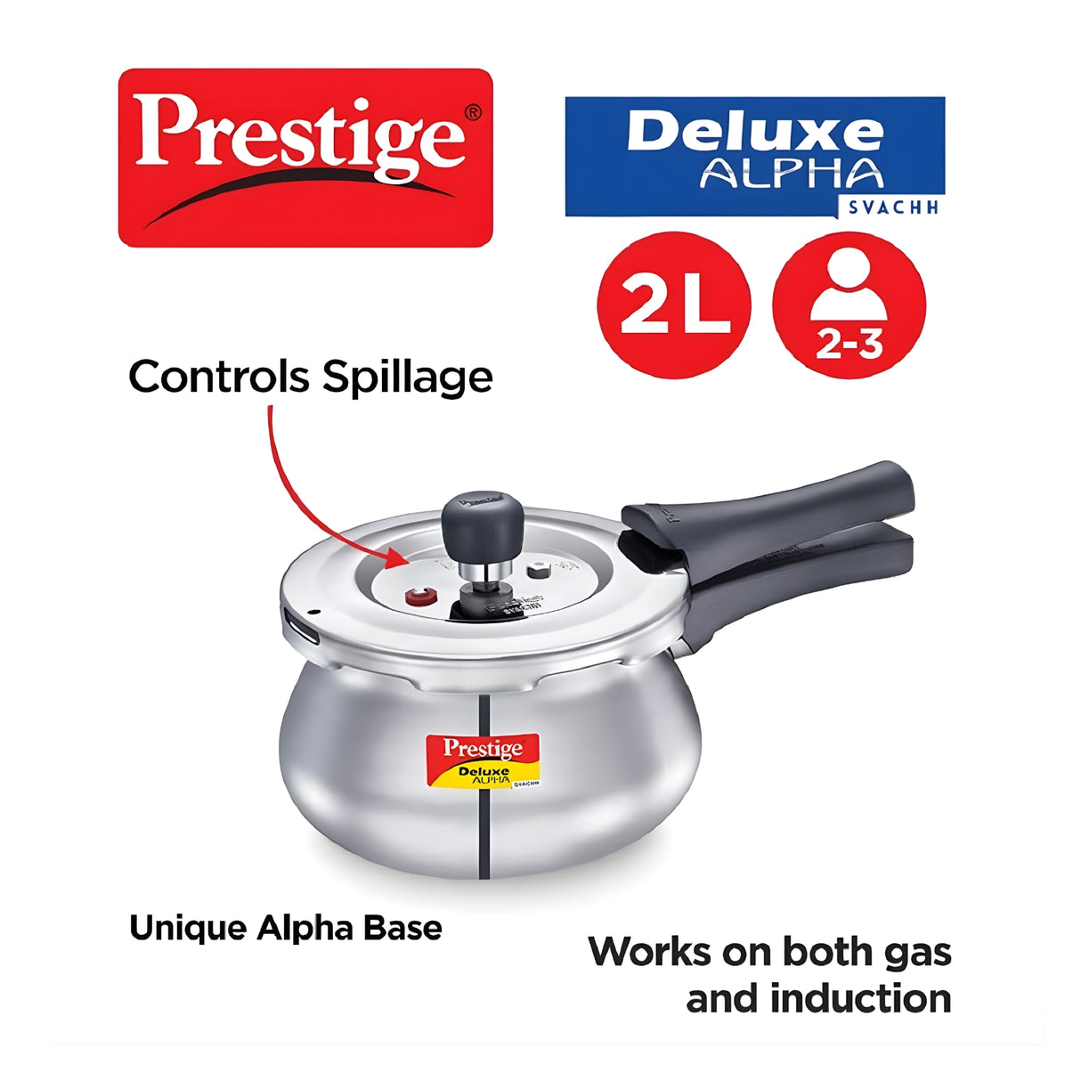 Prestige Deluxe Alpha Svachh Stainless Steel Baby Handi Pressure Cooker 2 L_2