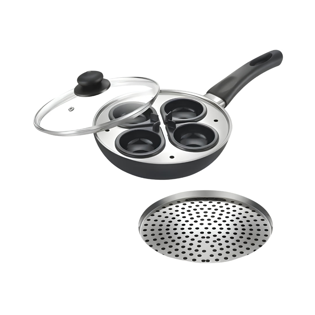 Prestige Omega Deluxe Granite Multi-Pan with Glass Lid ( Egg Poacher and Steamer ) - 20 cm