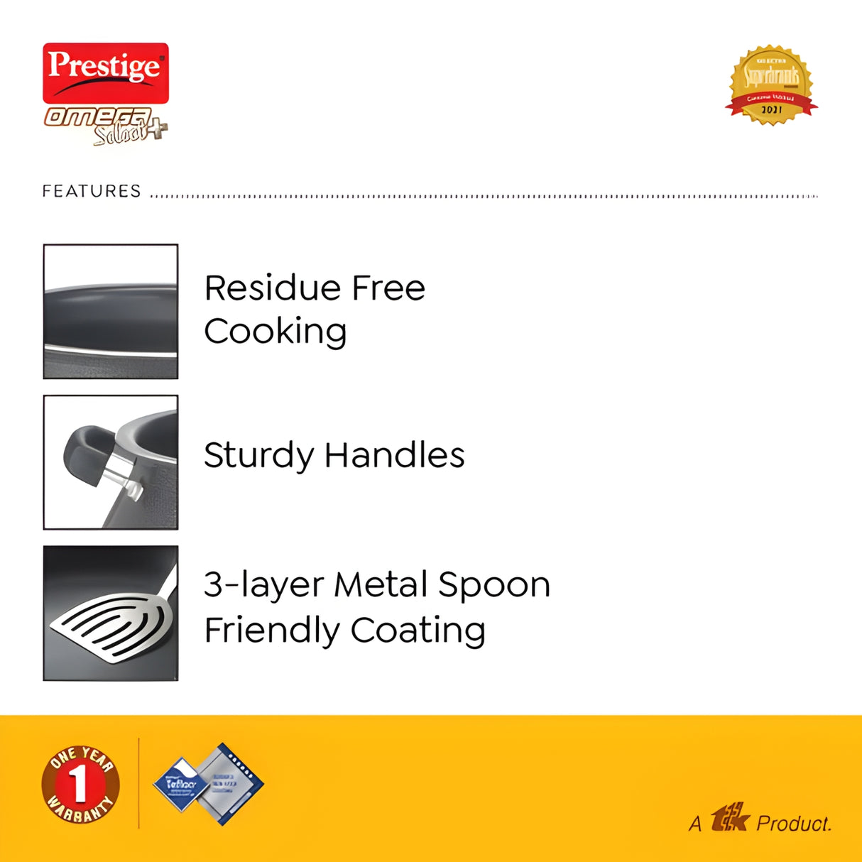 Prestige Omega Select Plus Teflon NS Handi with SS Lid 16 cm \ 2.5 L - Black_6