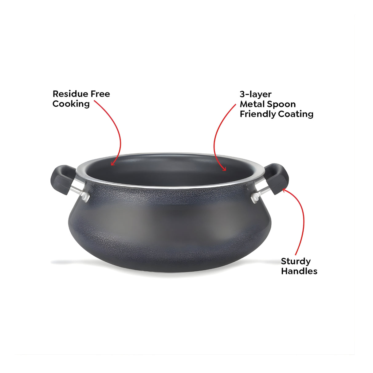 Prestige Omega Select Plus Teflon NS Handi with SS Lid 20 cm \ 4 L - Black_4