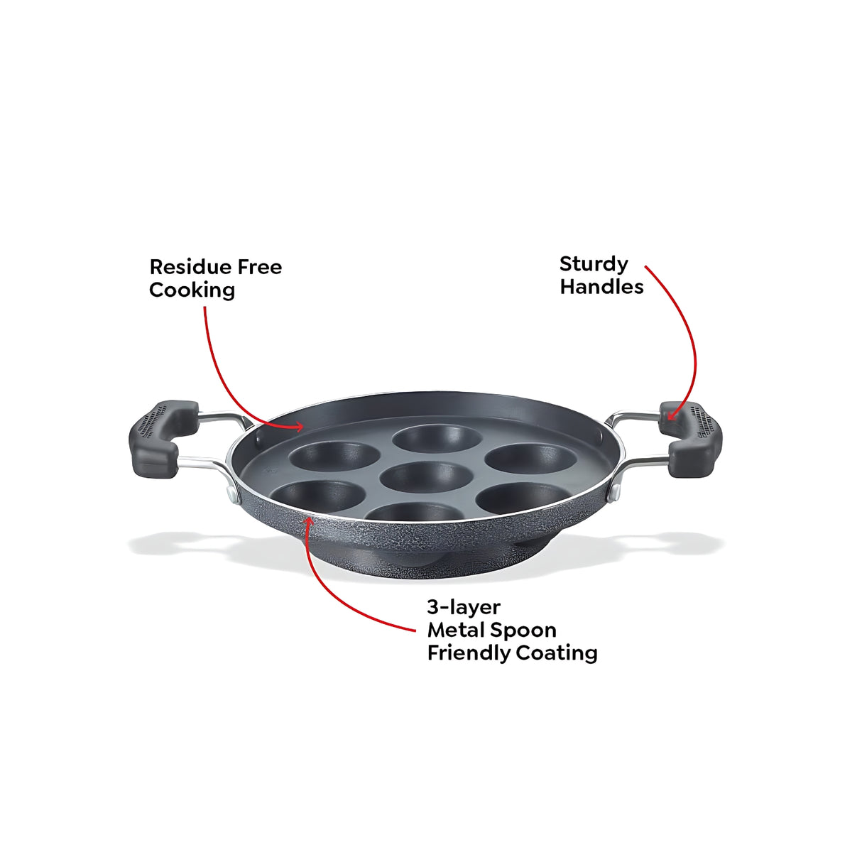Prestige Paniyaram Pan Omega Select Plus 200 mm \ 7 Cavity - Black_3