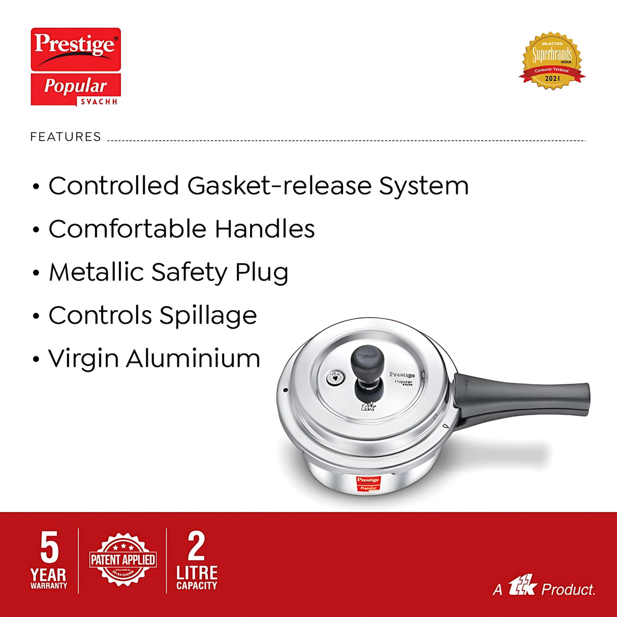 Prestige Popular Svachh Aluminium Pressure Cooker 2 L_3