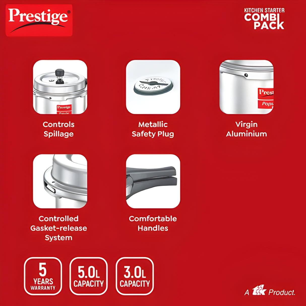 Prestige Popular Svachh Aluminium Pressure Cooker Combi Pack 3 L and 5 L_5