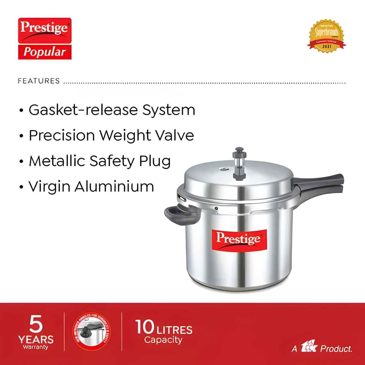 Prestige Popular Virgin Aluminium Pressure Cooker 10 L_3