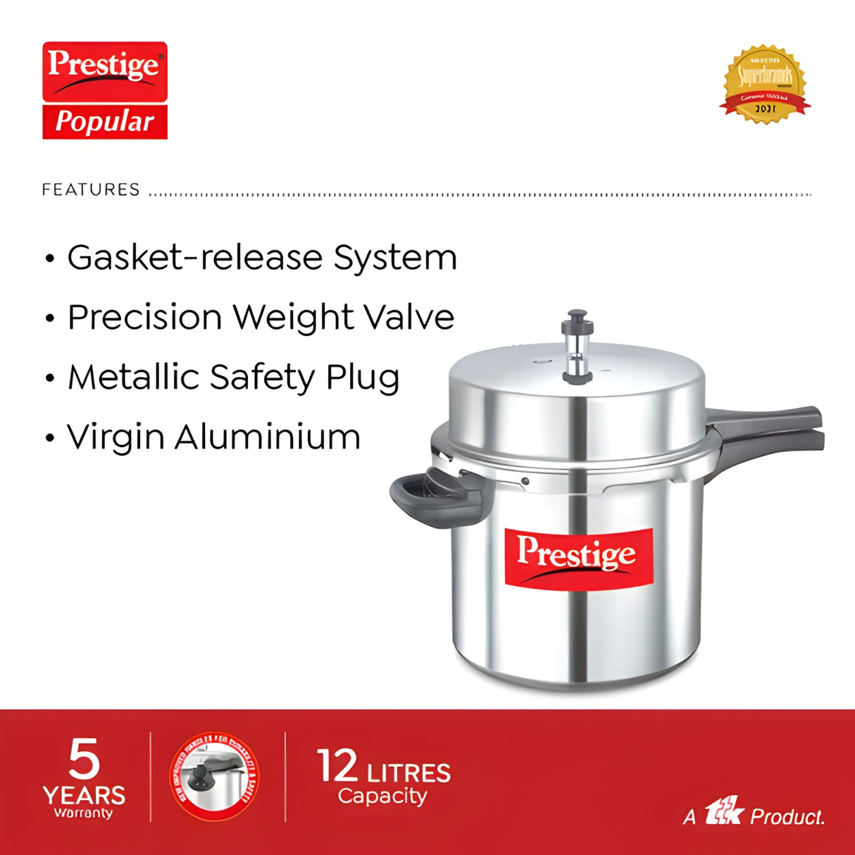Prestige Popular Virgin Aluminium Pressure Cooker 12 L_3