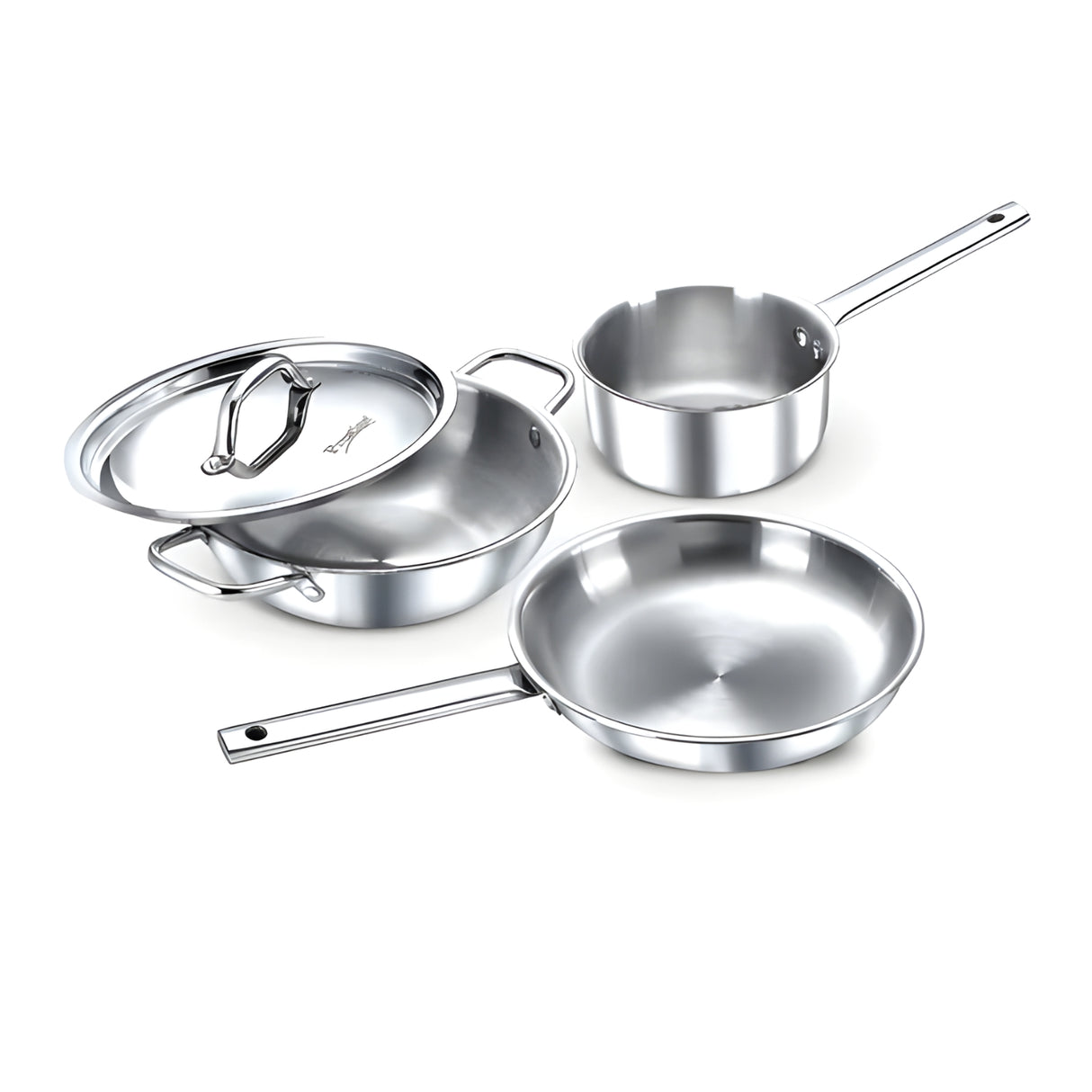 Prestige Tri-Ply BYK Cookware Set 3 Piece - Fry Pan 24 cm \ 1.7 L, Kadai 24 cm \ 2.7 L with SS Lid, Sauce Pan 16 cm \1.5 L_1