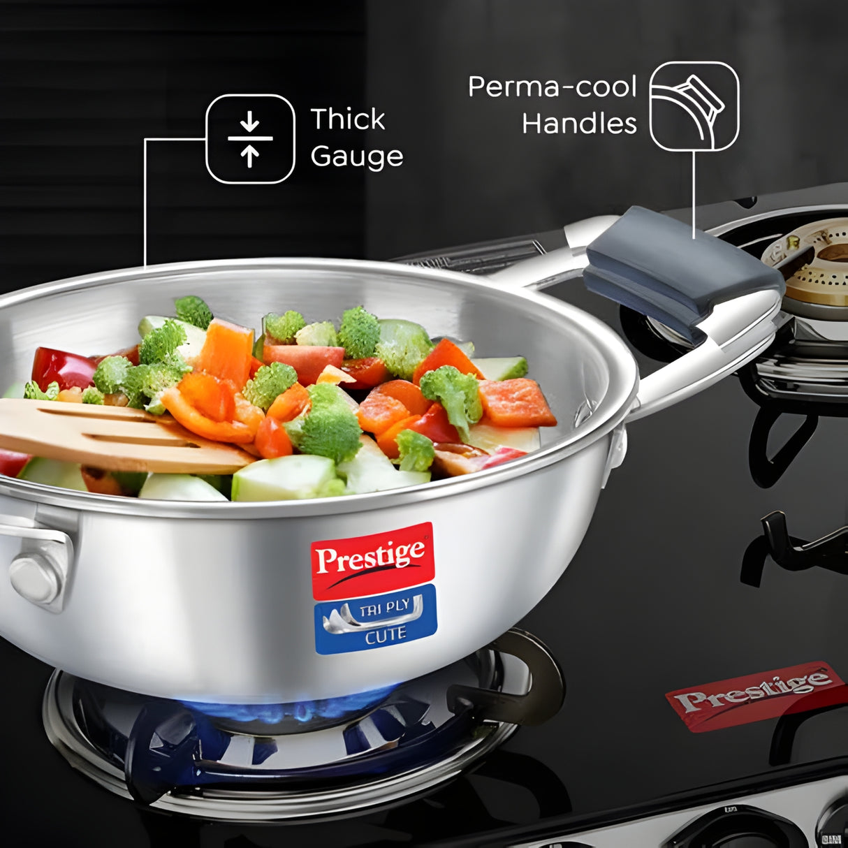 Prestige Tri-Ply Stainless Steel Kadai 12 cm \ 400 ml_4