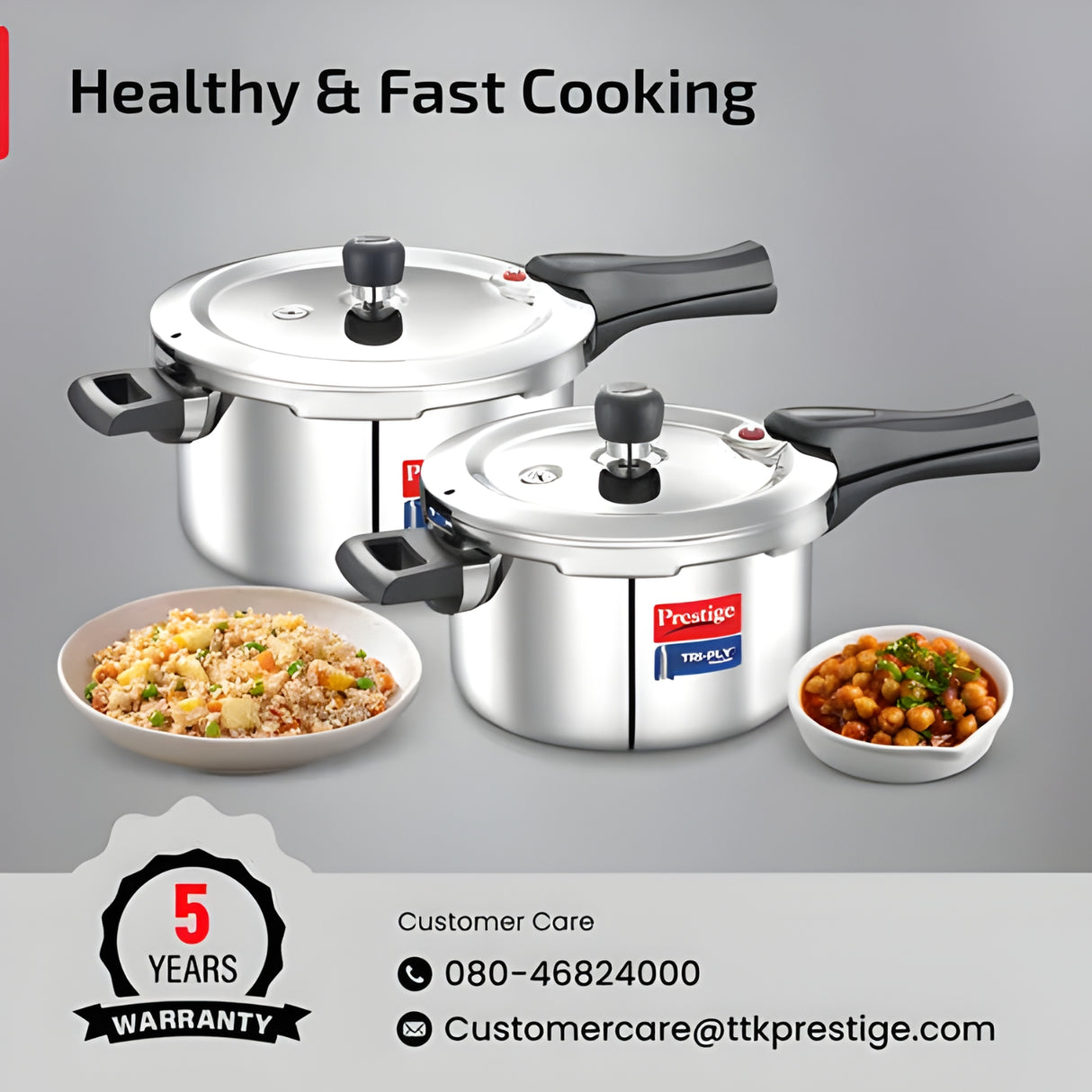 Prestige Tri-Ply Svachh Pressure Cooker Combi Pack 3 L and 5 L_2