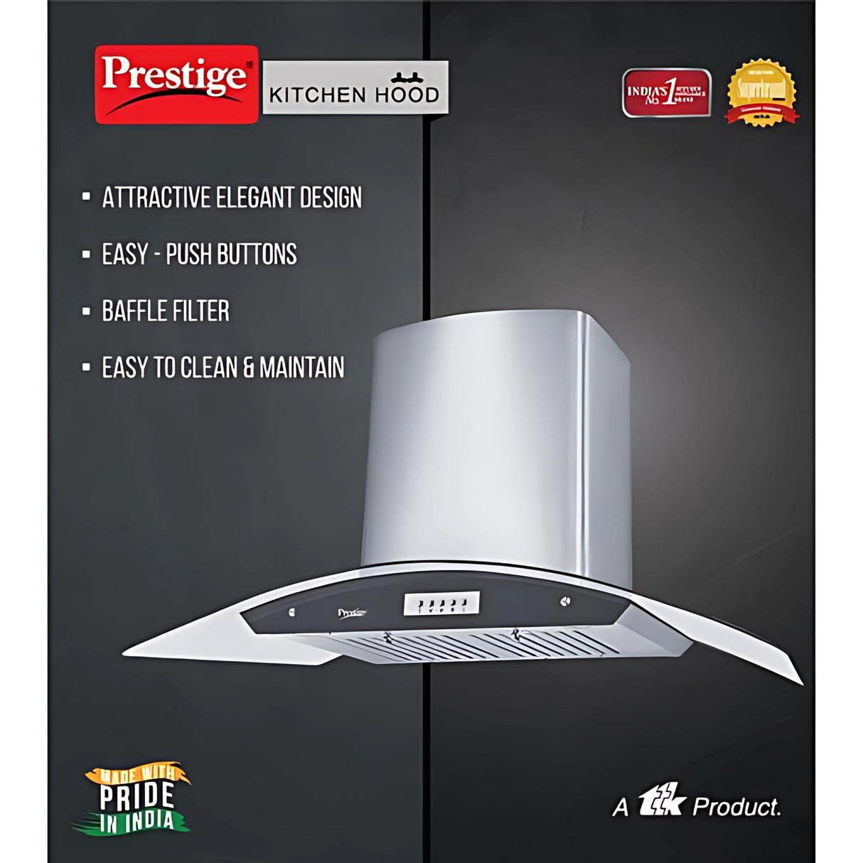Prestige Vista 900 Touch Control Panel 90 cm Kitchen Chimney – Silver_4
